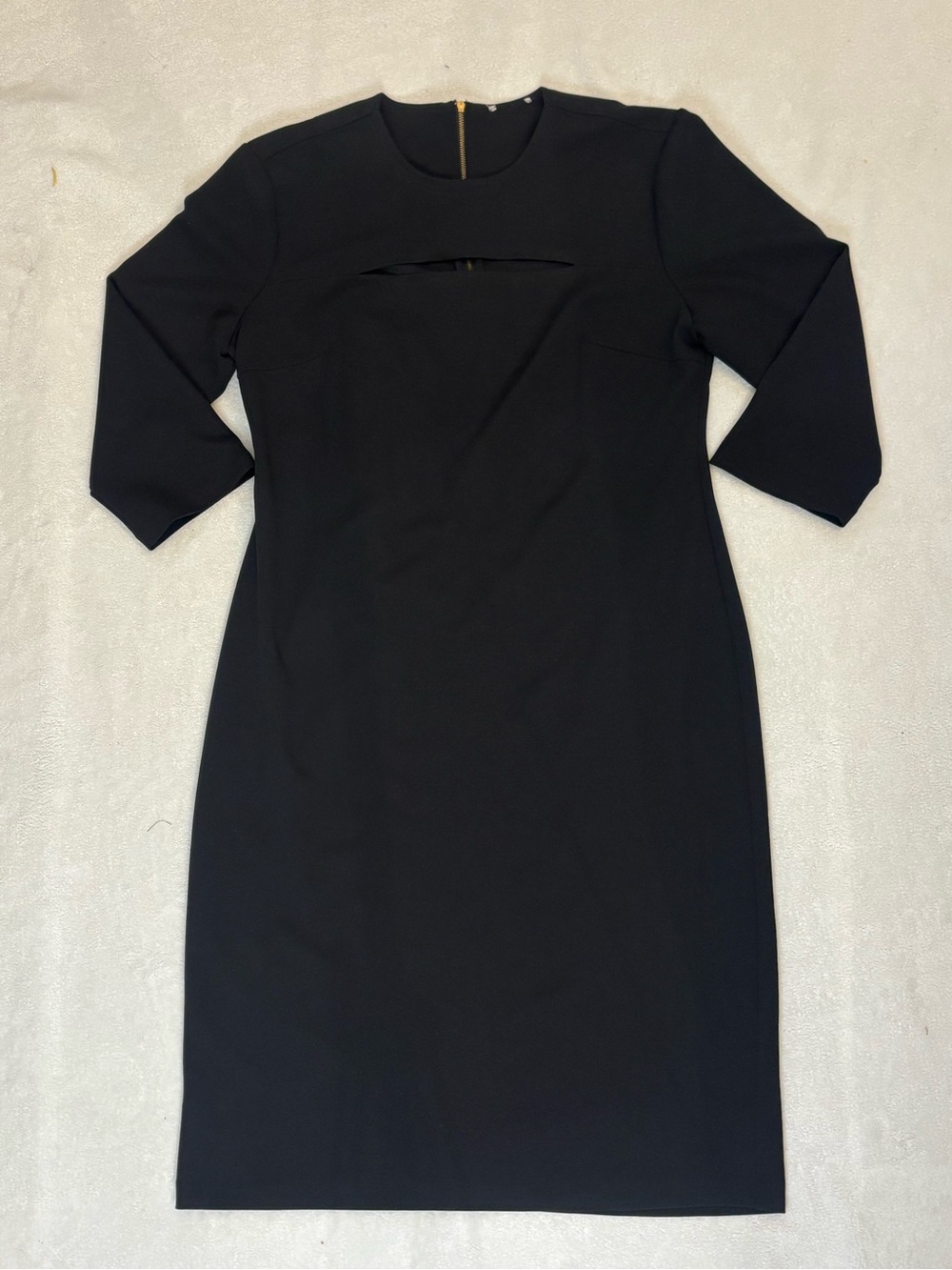 Sleek Black Long-Sleeve Cutout Midi Dress